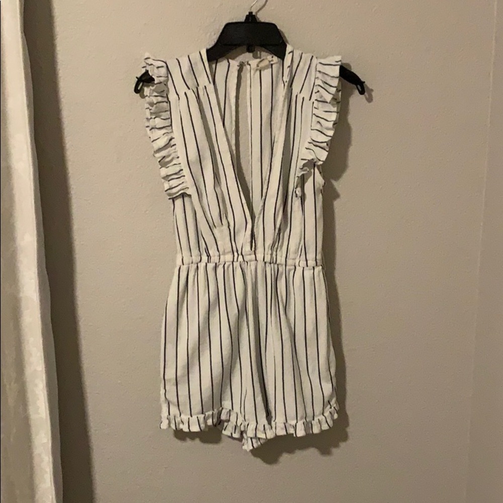 Billabong striped ruffled romper